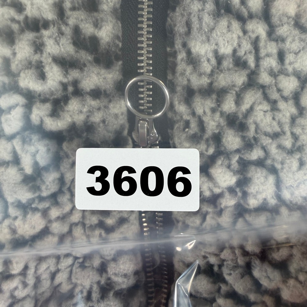 Express Mens Gray Sherpa Fleece Quarter Zip Pullover‎ Faux Fur Jacket XS #3606 - Picture 7 of 7